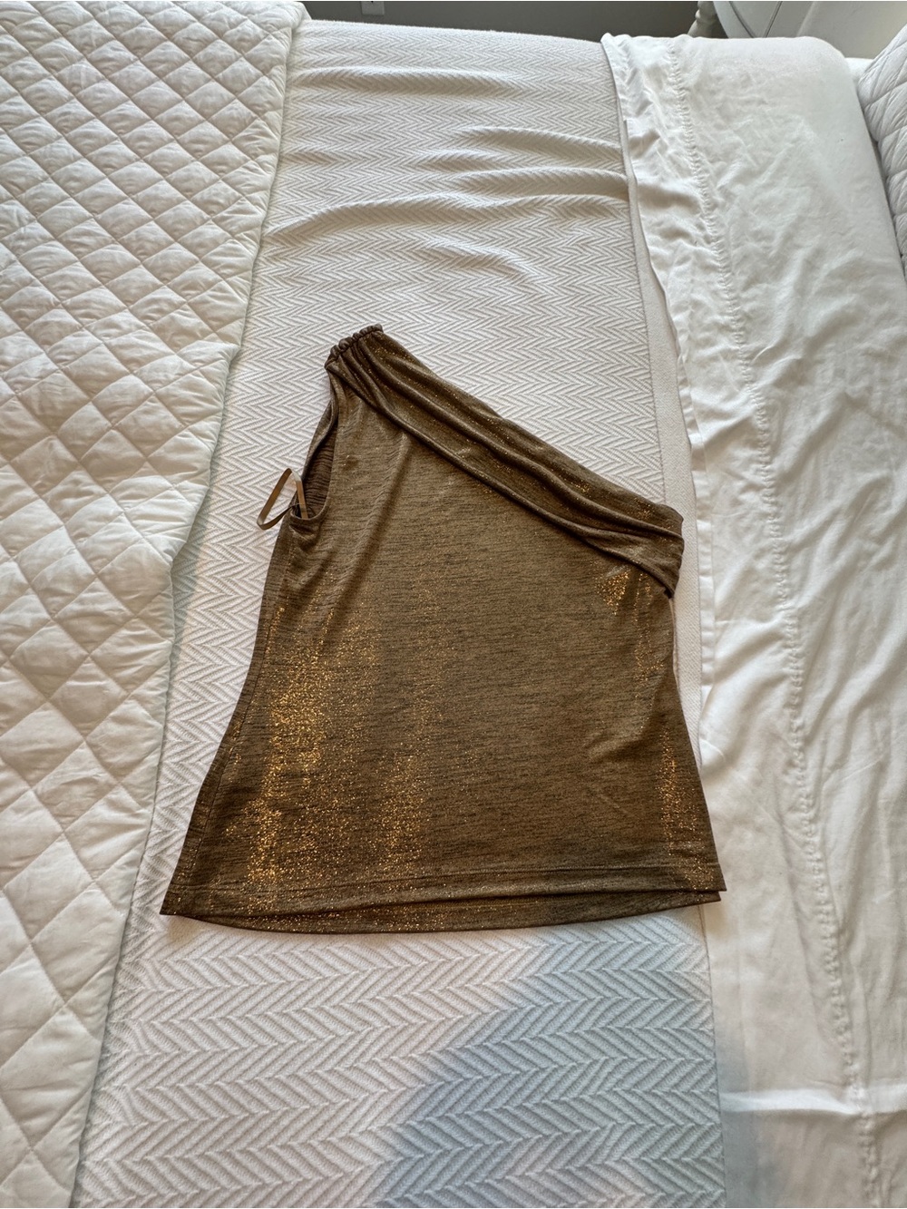 Ralph Lauren Metallic Gold Asymmetrical One-Shoulder Skirt